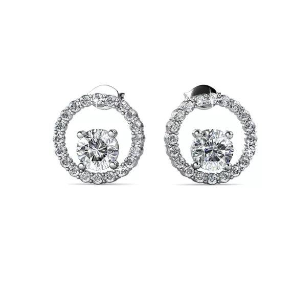 Silver and Crystal Halo Earrings.