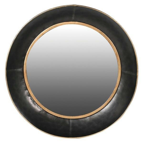 Black and Gold Round Mirror.