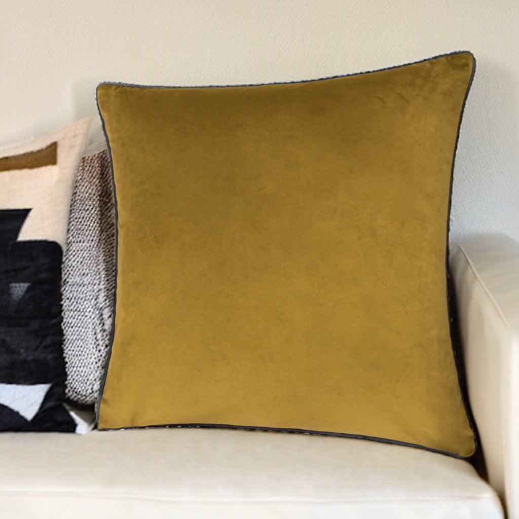 Meridian Moss and Charcoal Velvet Cushion