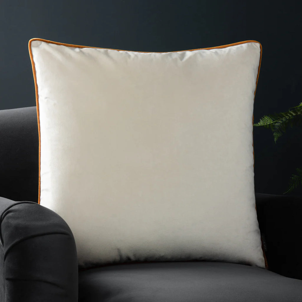 Meridian Ecru and Ginger Velvet Cushion