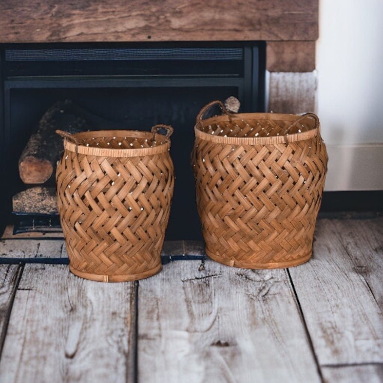 Large Dark Rattan Woven Basket - Persora