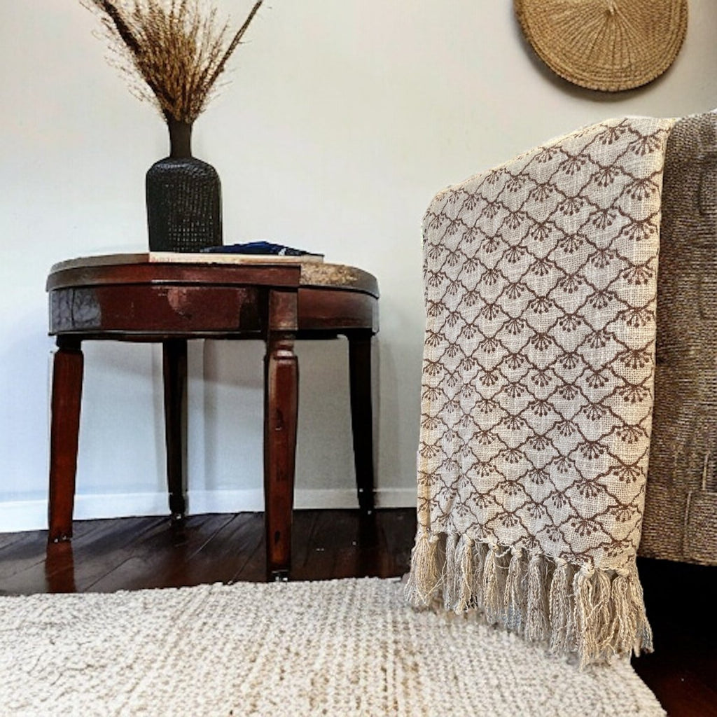 Saku Pecan Patterned Throw - Persora